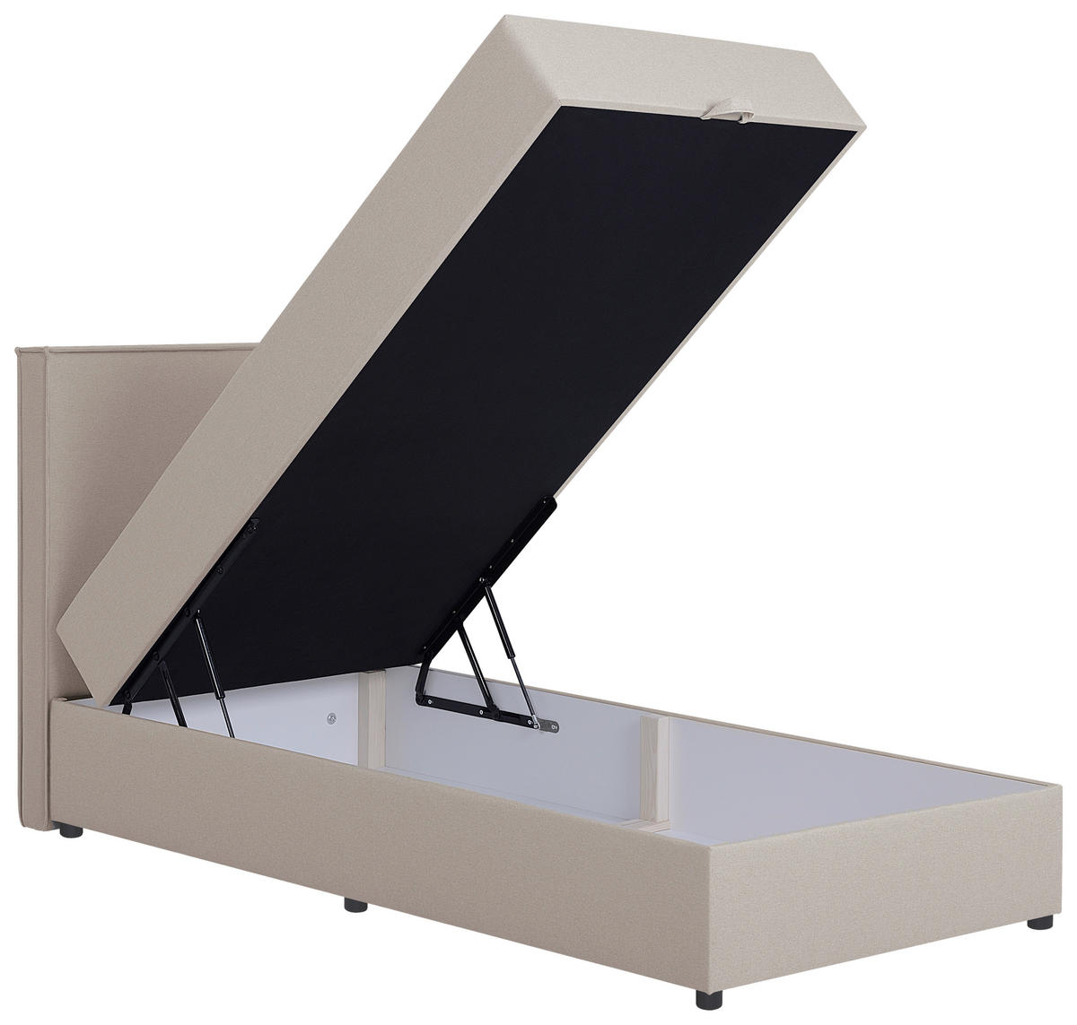 BOXBETT 100/200 cm,  in Beige, H3 = fest  - Beige/Schwarz, MODERN, Kunststoff/Textil (100/200cm) - MID.YOU