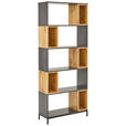 REGAL Schwarz, Eichefarben, Dunkelgrau  - Eichefarben/Dunkelgrau, Design, Holzwerkstoff/Metall (80/194/30cm) - Carryhome
