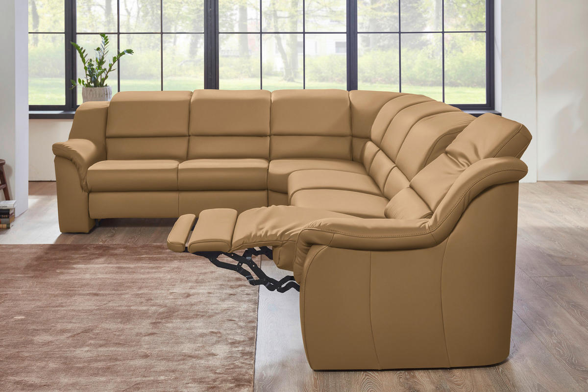 ECKSOFA  in Echtleder Honig  260/324 cm  - Schwarz/Honig, KONVENTIONELL, Leder/Kunststoff (260/324cm) - Cantus