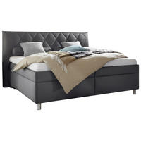 OBLAZINJENA POSTELJA 180 cm   x 200 cm  , tekstil antracit  - srebrne barve/bela, Konvencionalno, kovina/tekstil (180/200cm) - Esposa