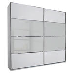 SCHWEBETÜRENSCHRANK 2-türig Grau, Weiß  - Chromfarben/Weiß, Design, Glas/Holzwerkstoff (240/235/68cm) - Cantus