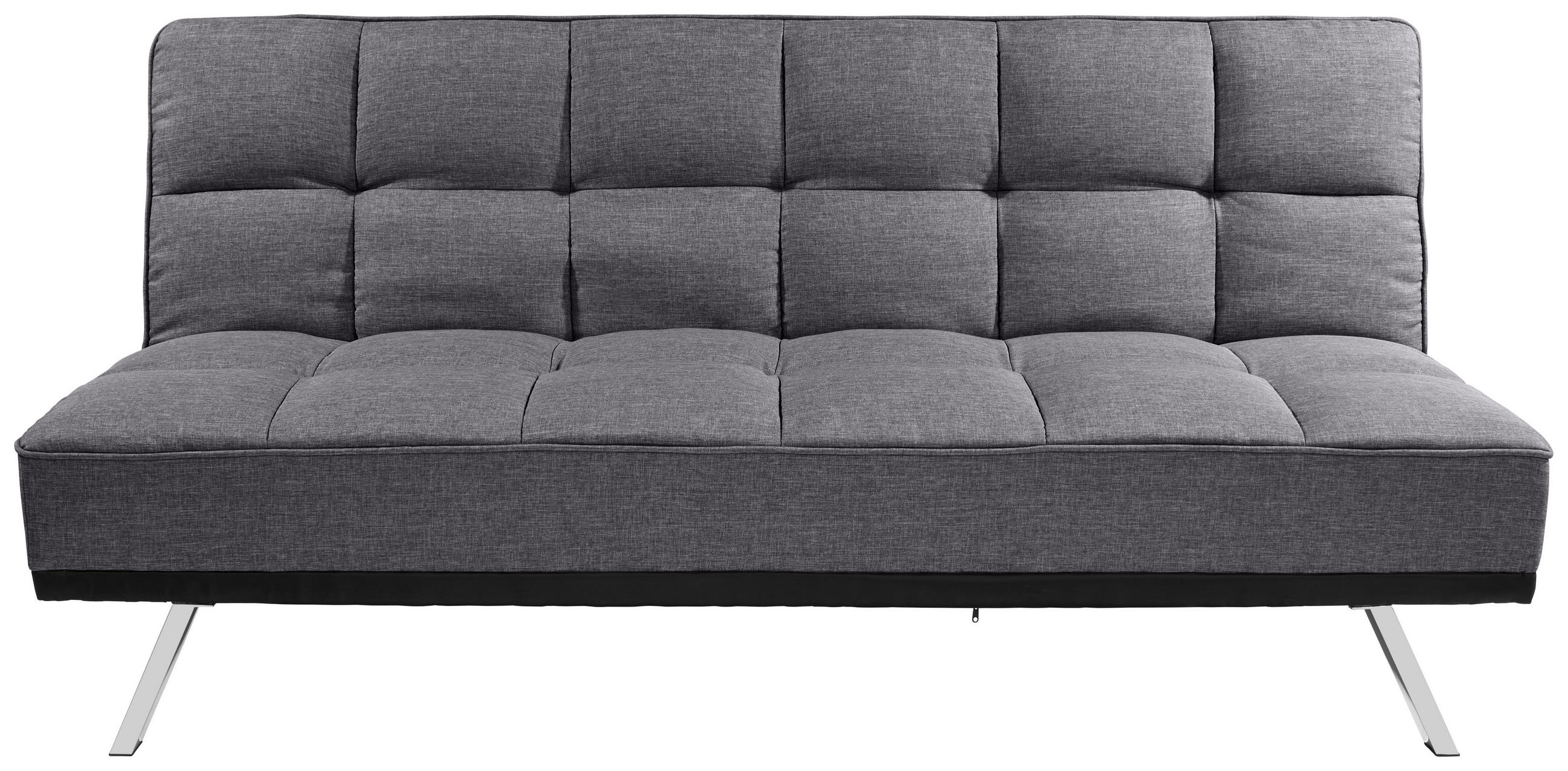 SCHLAFSOFA in Mikrofaser Anthrazit, Edelstahlfarben  - Edelstahlfarben/Anthrazit, Basics, Textil/Metall (179/84/96cm) - MID.YOU