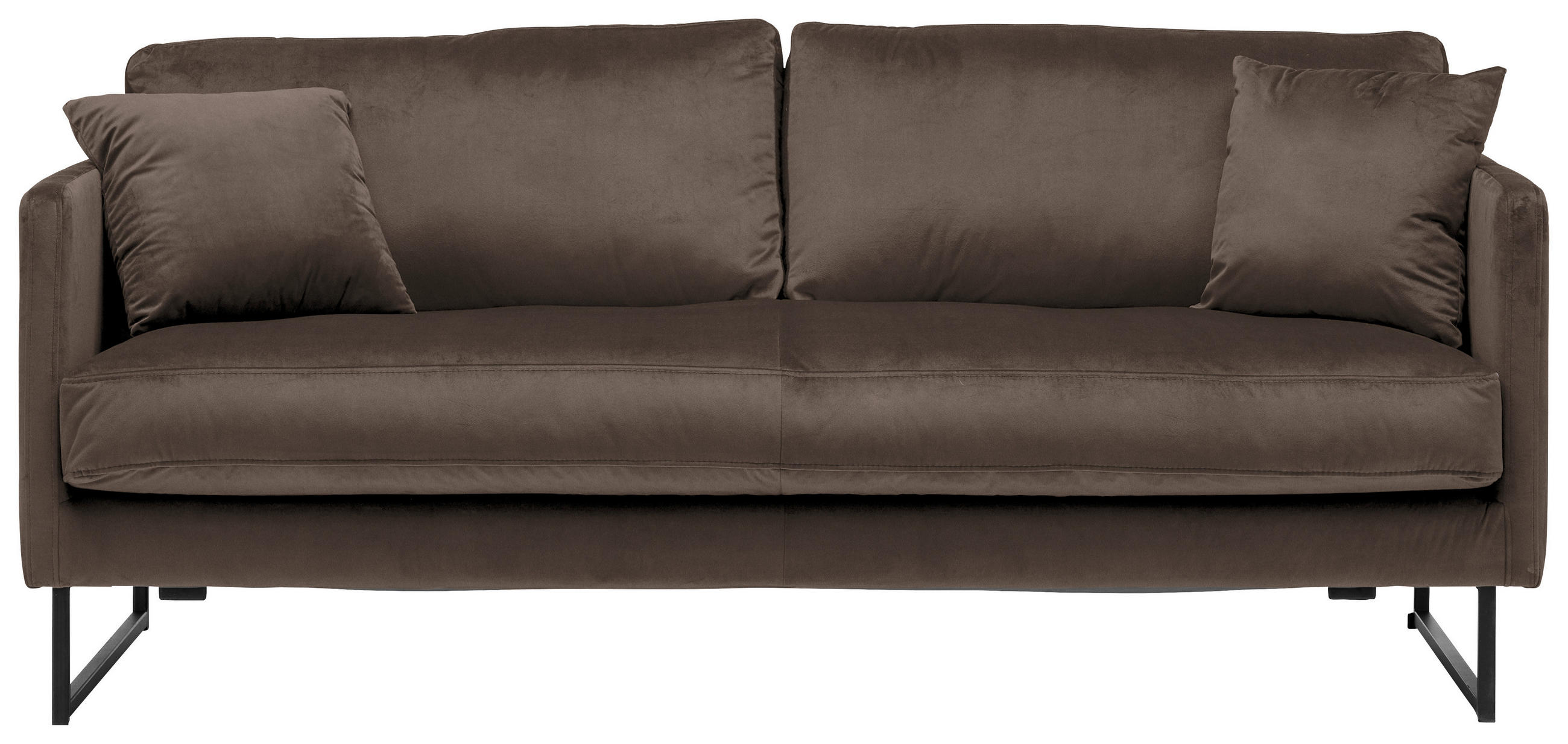 2,5-SITS SOFFA i sammet brun  - brun/svart, Design, metall/textil (180/78/84cm) - Carryhome