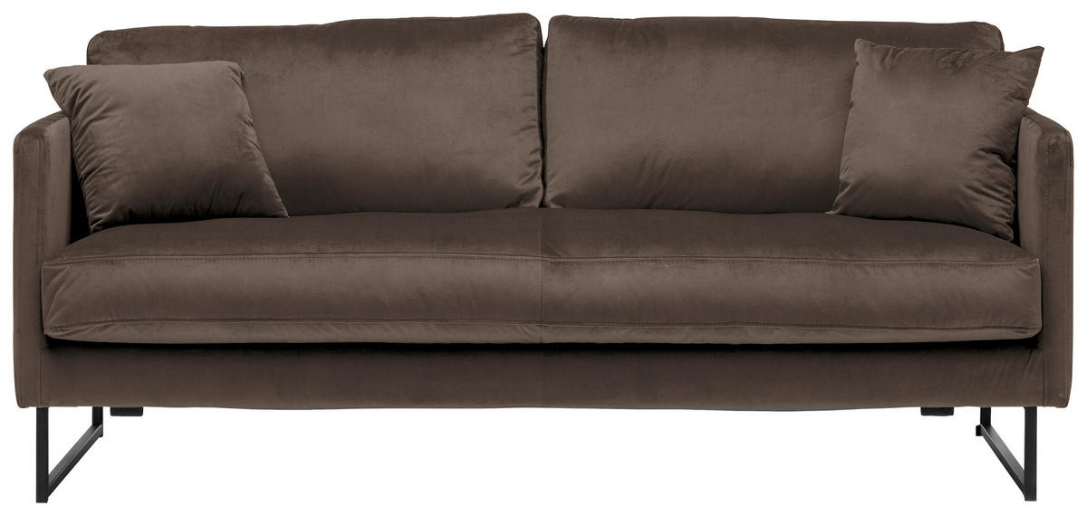 2,5-SITZER  in Samt Braun  - Schwarz/Braun, Design, Textil/Metall (180/78/84cm) - Carryhome