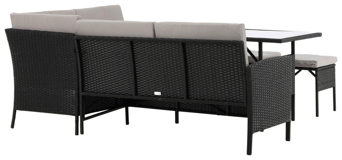 DINING-LOUNGESET  - Schwarz/Grau, KONVENTIONELL, Kunststoff - Gardenson