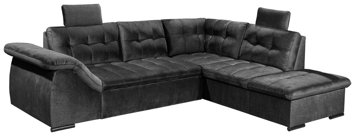 ECKSOFA in Mikrovelours Schwarz  - Schwarz, Konventionell, Kunststoff/Textil (283/217cm) - MID.YOU