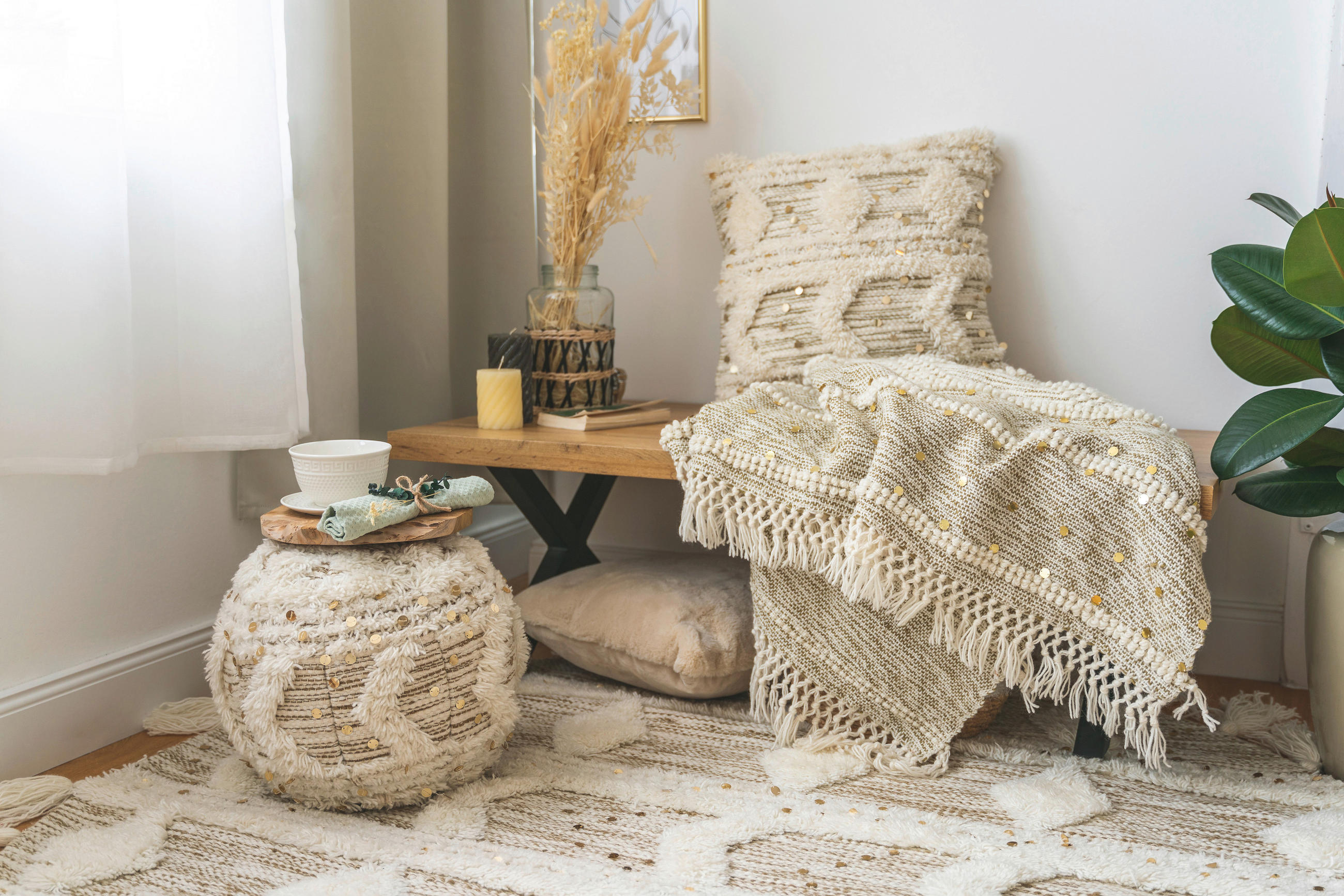 DEKA, novozélandská vlna, 130/170 cm - krémová/tmavozelená, Konventionell, textil/plast (130/170cm)