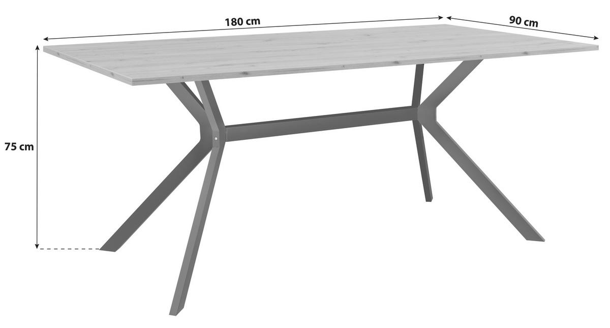 ESSTISCH rechteckig Schwarz, Eiche Artisan  - Schwarz/Eiche Artisan, Basics, Holzwerkstoff/Metall (180/90/75cm) - MID.YOU