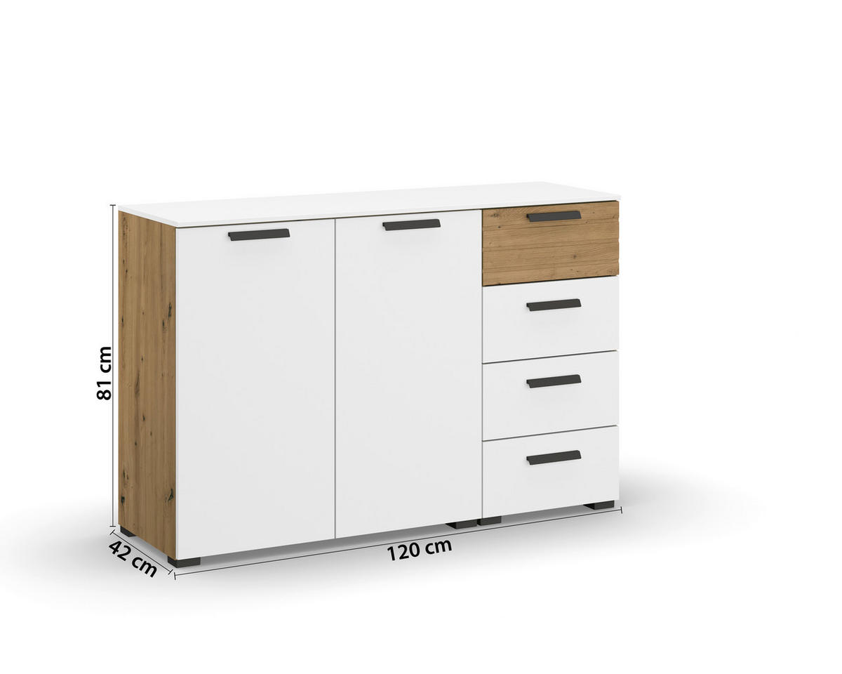 SIDEBOARD  in 120/81/42 cm  - Graphitfarben/Alufarben, Design, Holzwerkstoff/Kunststoff (120/81/42cm) - Xora
