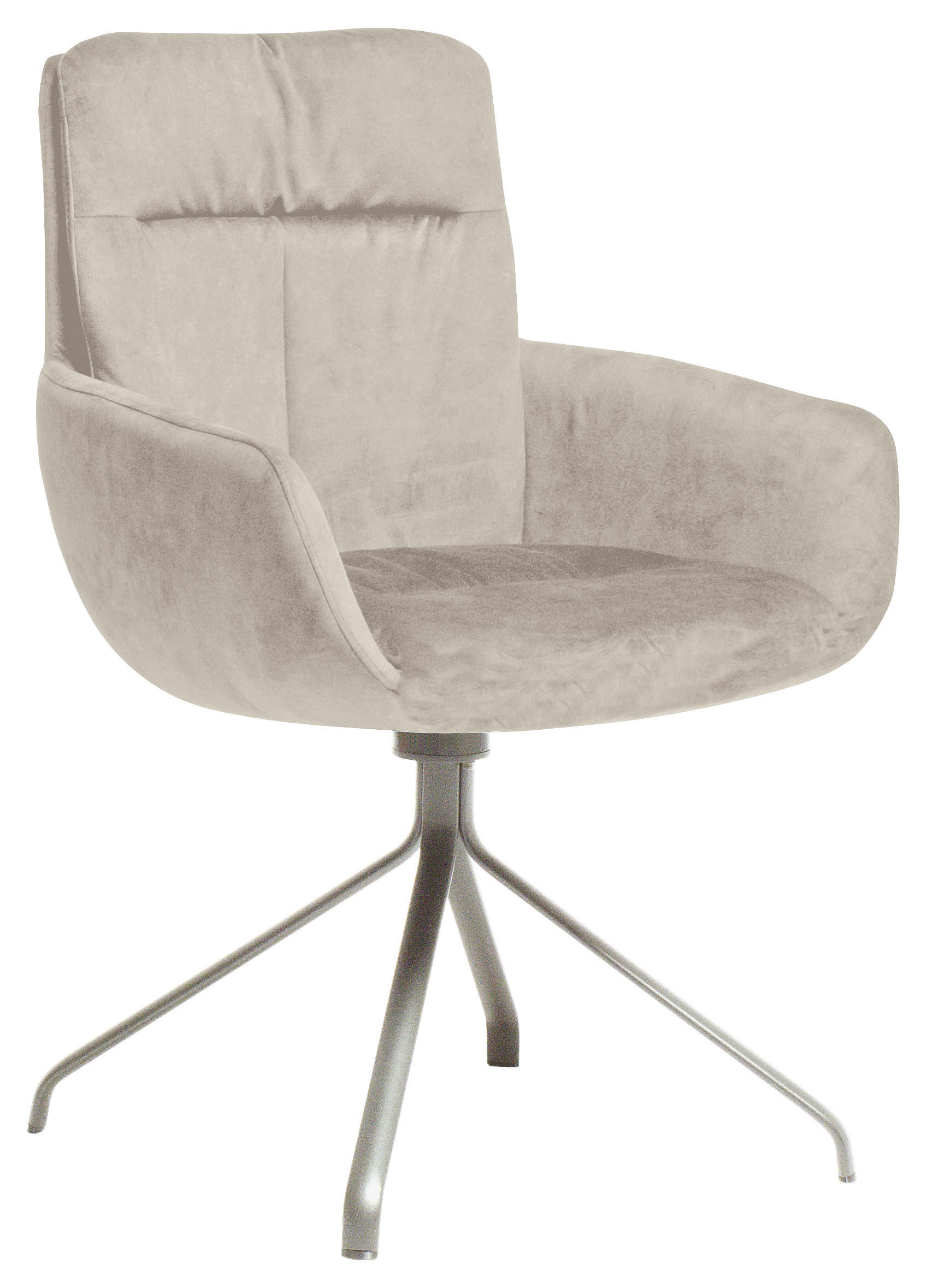 ARMLEHNSTUHL  in Edelstahl Velours  - Sandfarben/Edelstahlfarben, Design, Textil/Metall (61/90/64cm) - Venjakob