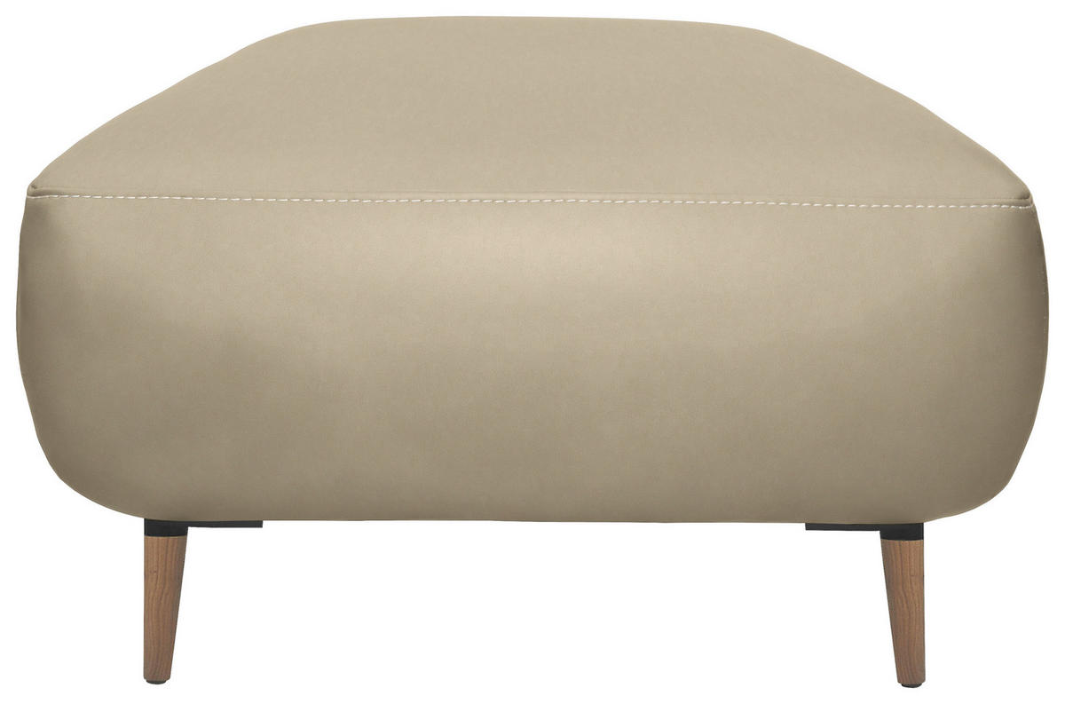 HOCKER Leder Ecru  - Ecru/Beige, Natur, Leder/Holz (65/46/55cm) - Valnatura