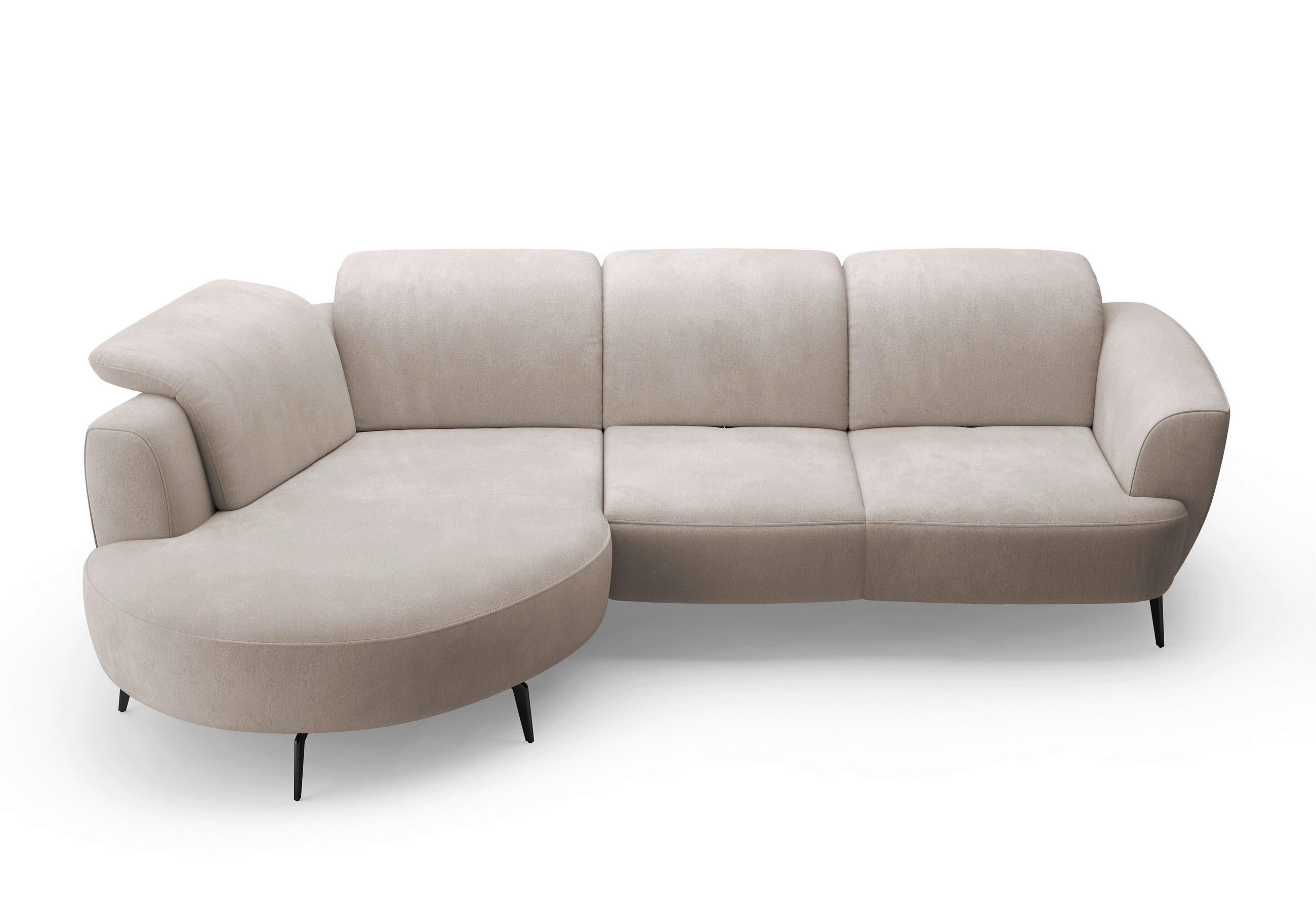 ECKSOFA in Flachgewebe Greige  - Greige/Schwarz, Konventionell, Textil/Metall (199/309cm) - Sit & More