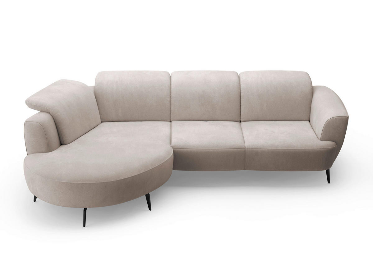 ECKSOFA in Flachgewebe Greige  - Greige/Schwarz, Konventionell, Textil/Metall (199/309cm) - Sit & More