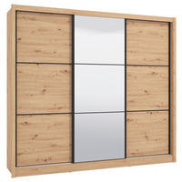 SCHIEBETÜRENSCHRANK 242/215,5/60 cm 3-türig Eiche Artisan  - Schwarz/Eiche Artisan, Basics, Glas/Holzwerkstoff (242/215,5/60cm) - Xora