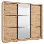 SCHIEBETÜRENSCHRANK 242/215,5/60 cm 3-türig Eiche Artisan  - Schwarz/Eiche Artisan, Basics, Glas/Holzwerkstoff (242/215,5/60cm) - Xora