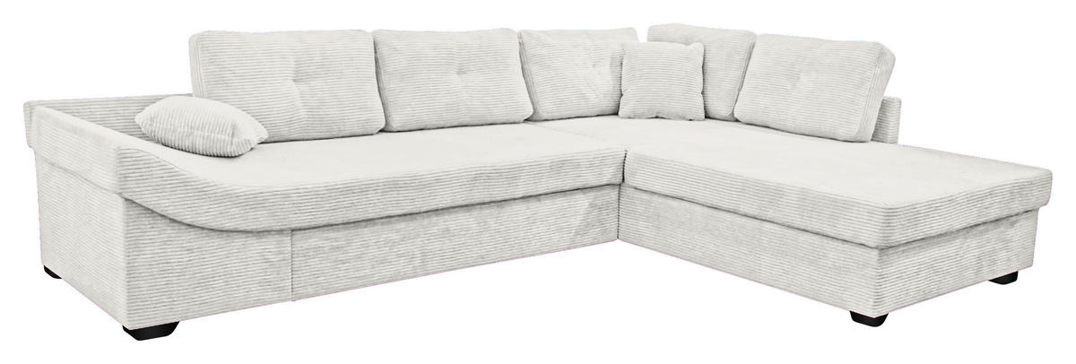 ECKSOFA Naturfarben Cord Zierkissen, Rückenkissen, Schlaffunktion, Rücken echt, Liegefläche im Originalstoff  - Schwarz/Naturfarben, KONVENTIONELL, Holz/Textil (298/202cm) - Carryhome