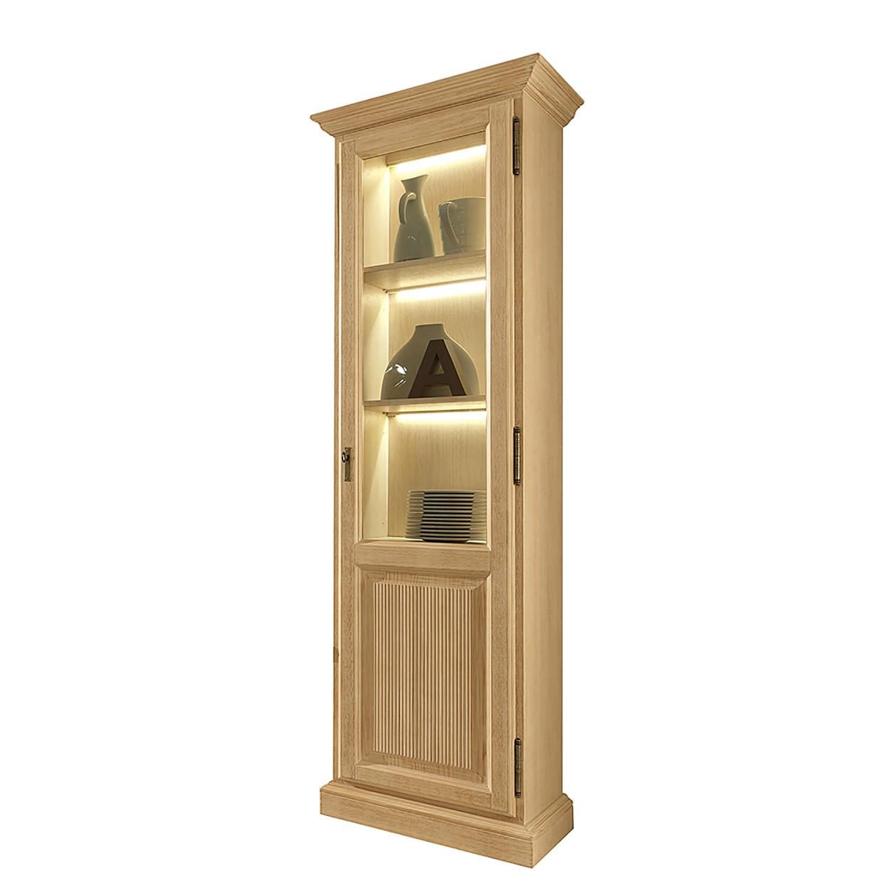 VITRINE in massiv Pinie Beige  - Beige, Design, Holz (65/217/47cm) - Livetastic
