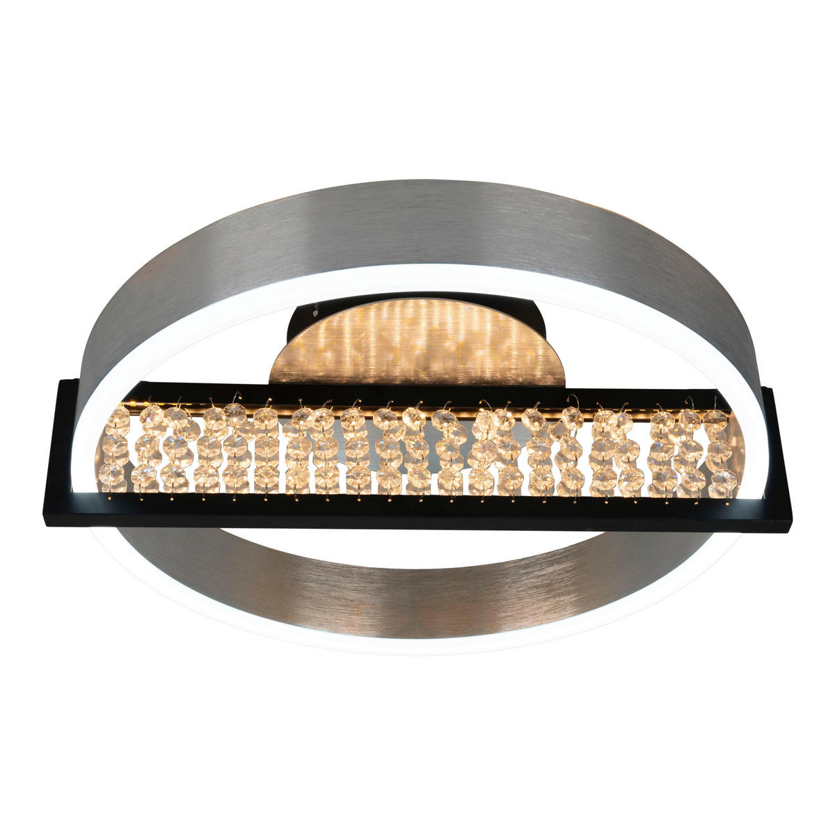 LED-DECKENLEUCHTE 53,2/50/13,7 cm   - Chromfarben/Schwarz, Design, Metall (53,2/50/13,7cm) - Näve