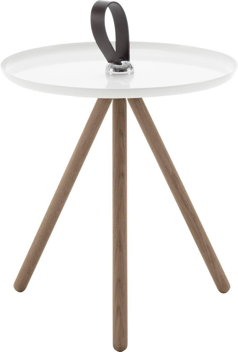 BEISTELLTISCH 40/40/45 cm Nussbaum massiv Weiß, Nussbaumfarben rund  - Dunkelbraun/Nussbaumfarben, Design, Holz/Metall (40/40/45cm) - Rolf Benz