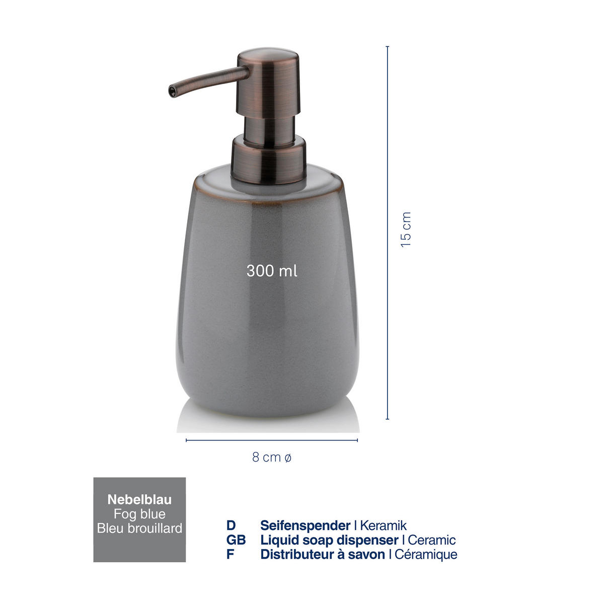 SEIFENSPENDER Keramik  - Blau, Basics, Keramik (8/15,0cm) - Kela