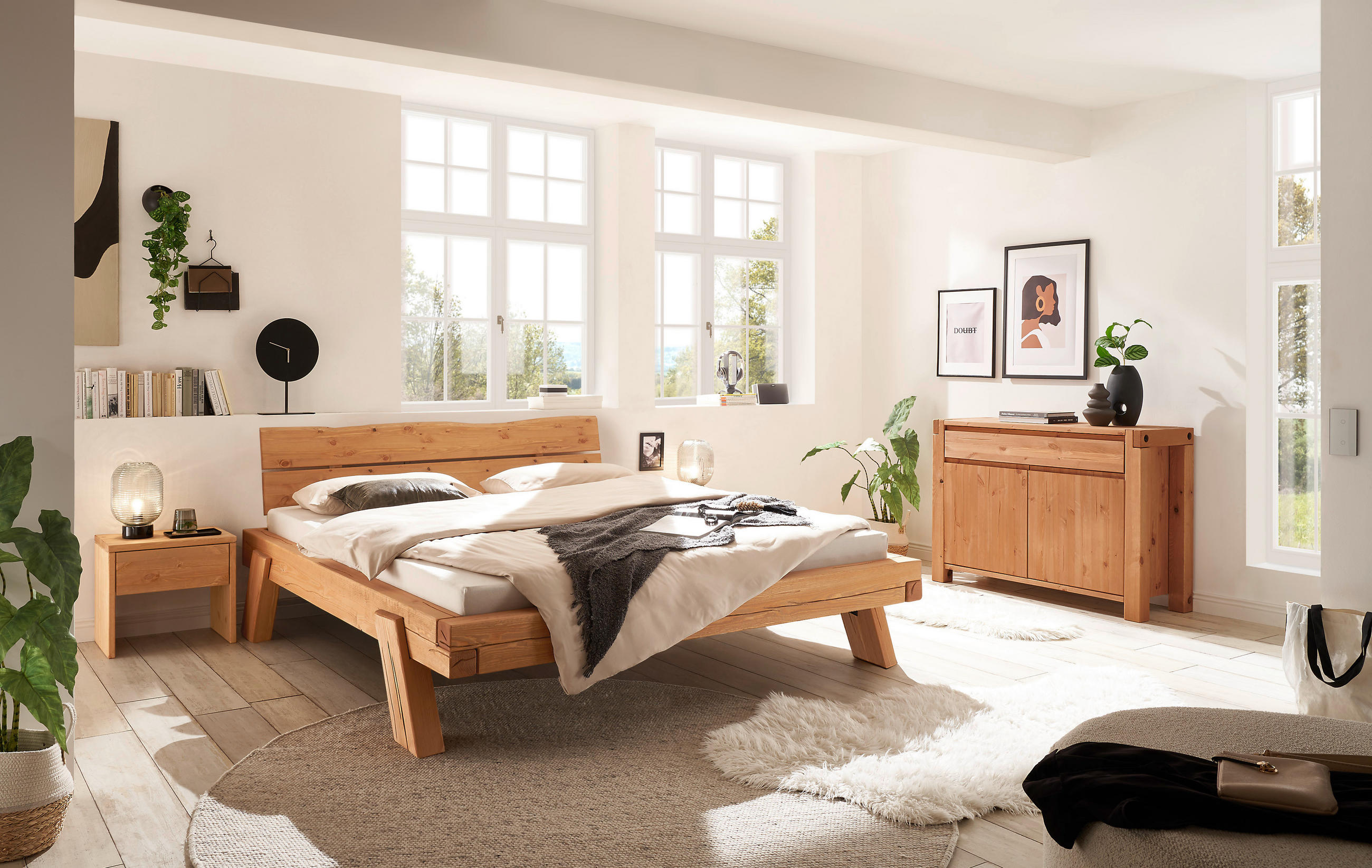 BALKENBETT 180/200 cm,  in Honigeiche,  - Honigeiche, MODERN, Holz (180/200cm) - Livetastic