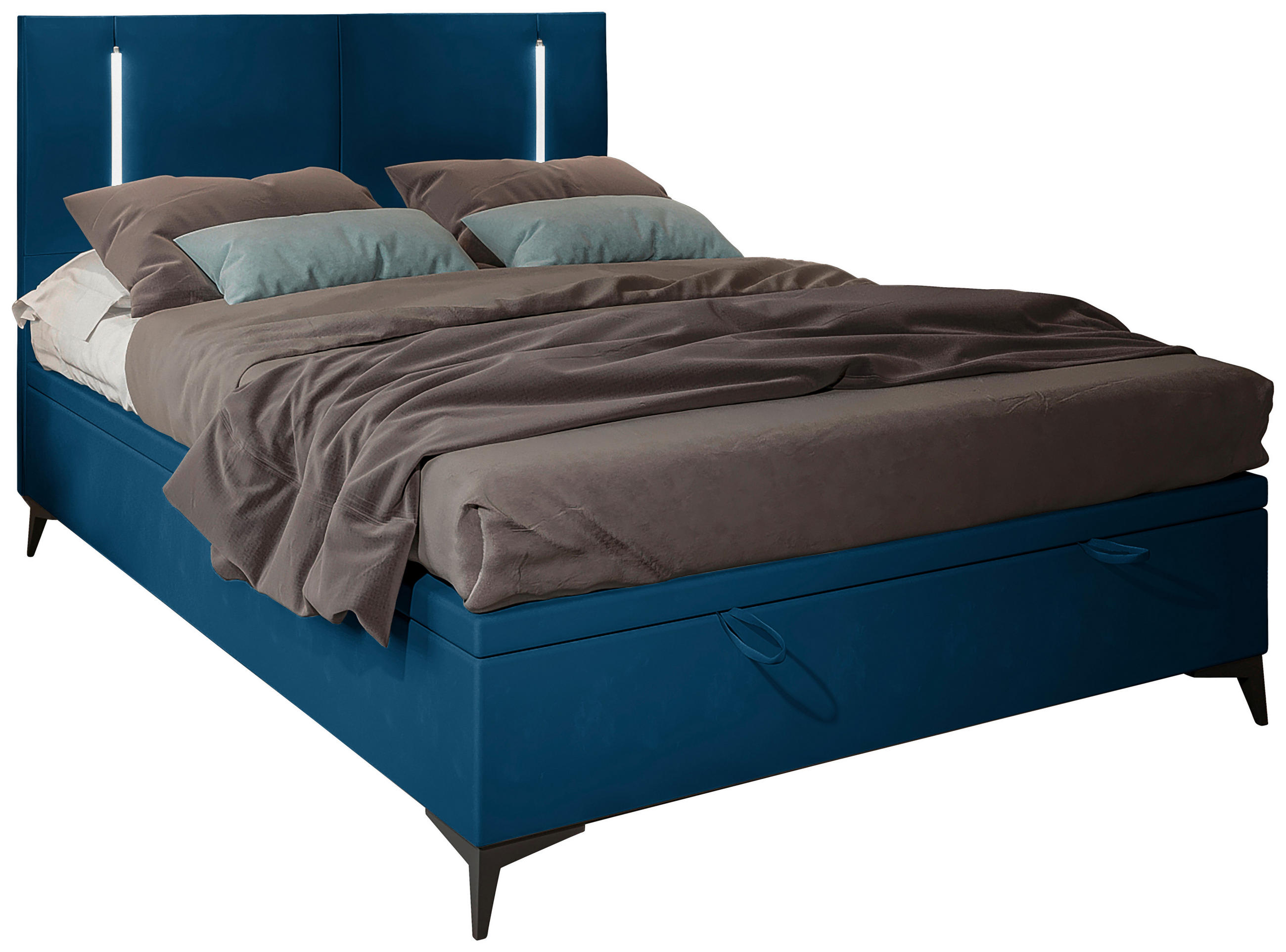 BOXBETT 140/200 cm  in Dunkelblau  - Schwarz/Dunkelblau, KONVENTIONELL, Textil/Metall (140/200cm) - Modante