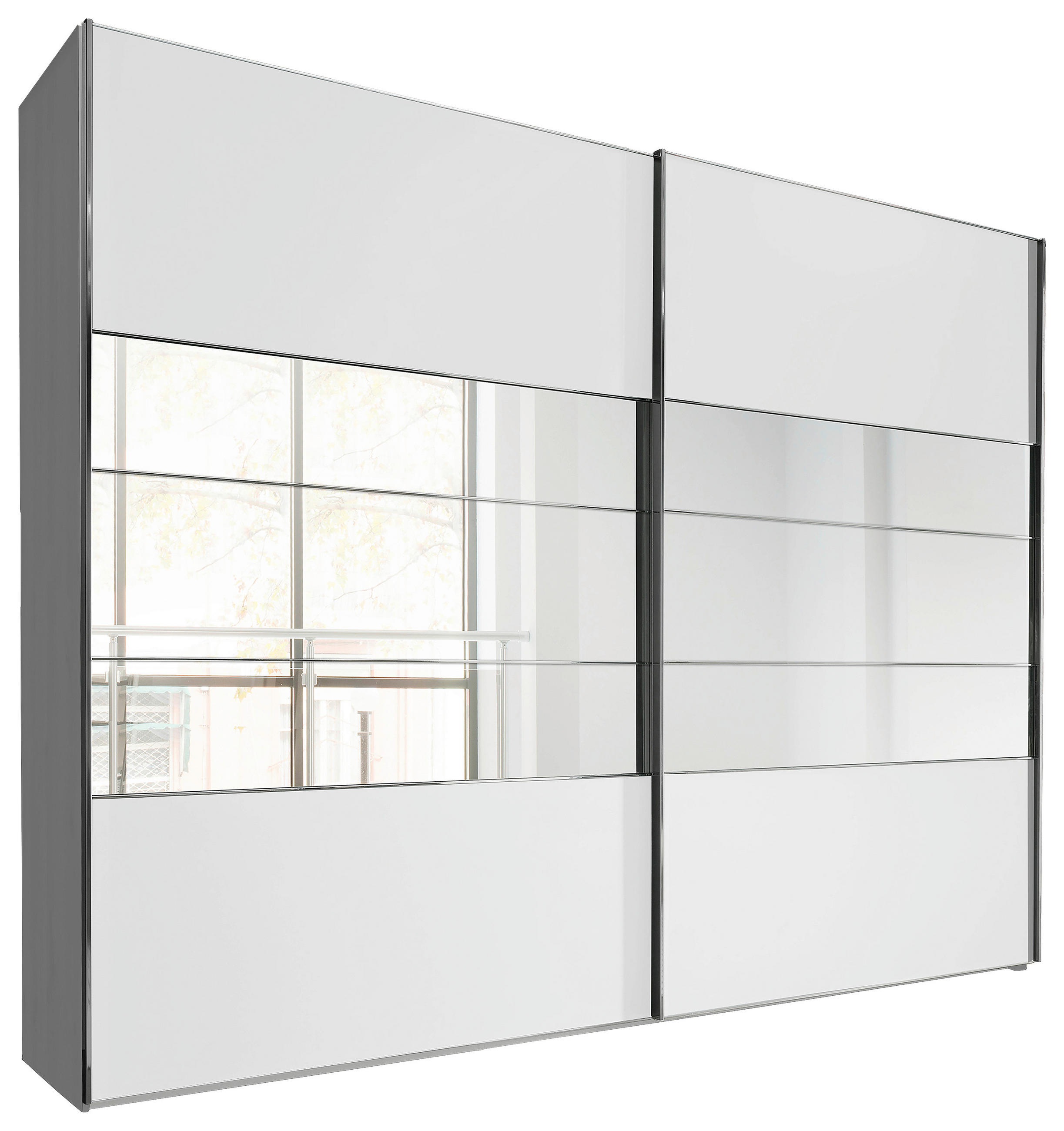 SCHWEBETÜRENSCHRANK 250/236/67 cm 2-türig Weiß  - Chromfarben/Weiß, KONVENTIONELL, Holzwerkstoff/Metall (250/236/67cm) - Voleo