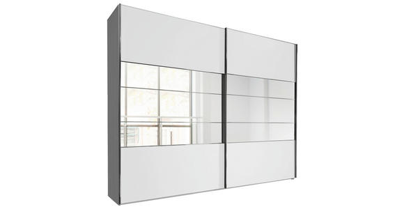 SCHWEBETÜRENSCHRANK 250/217/67 cm 2-türig  - Chromfarben/Weiß, KONVENTIONELL, Holzwerkstoff/Metall (250/217/67cm) - Voleo