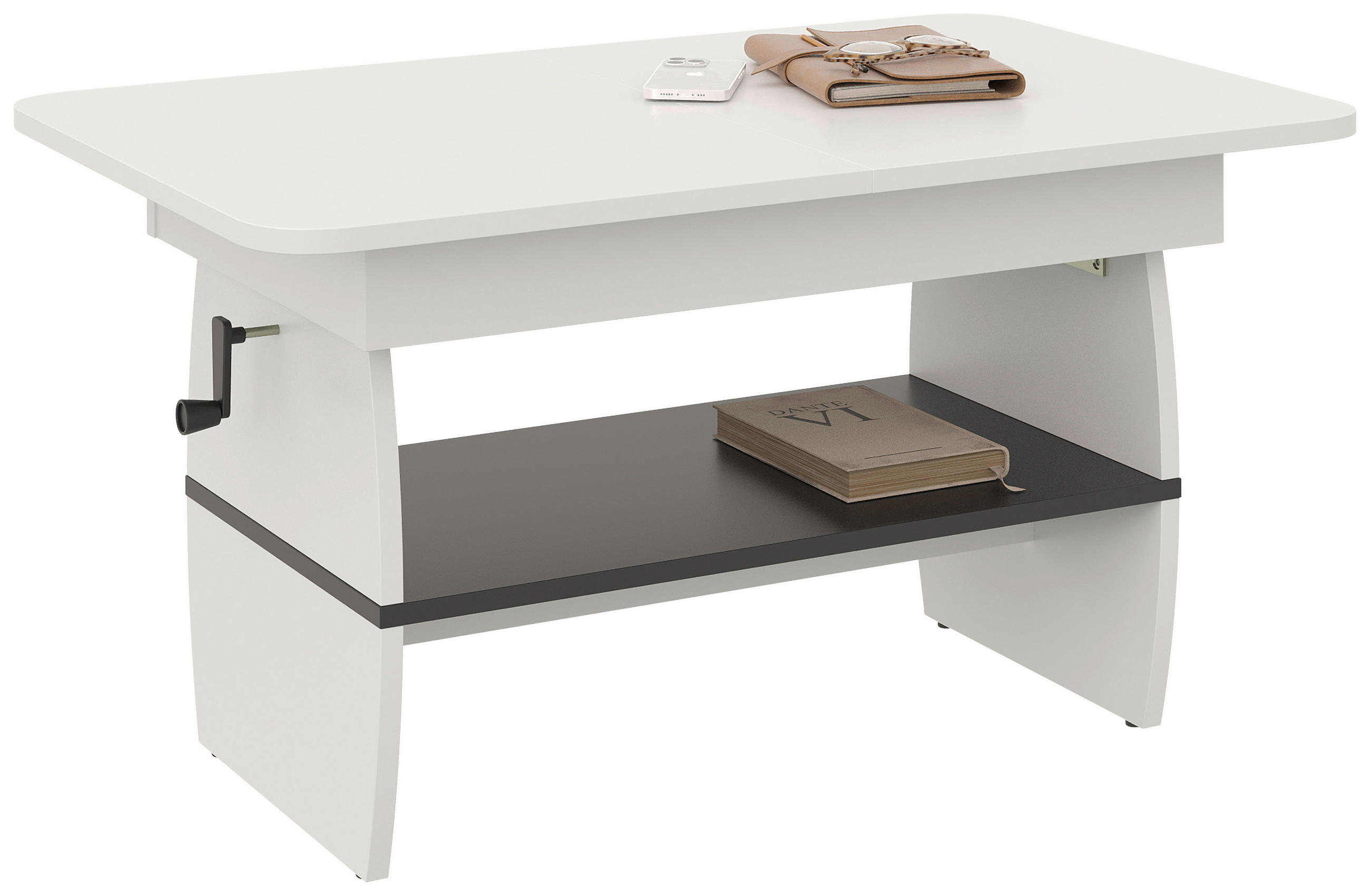 COUCHTISCH 95-125/60/51,5-61,5 cm Weiß  - Weiß, KONVENTIONELL, Holzwerkstoff (95-125/60/51,5-61,5cm) - Xora