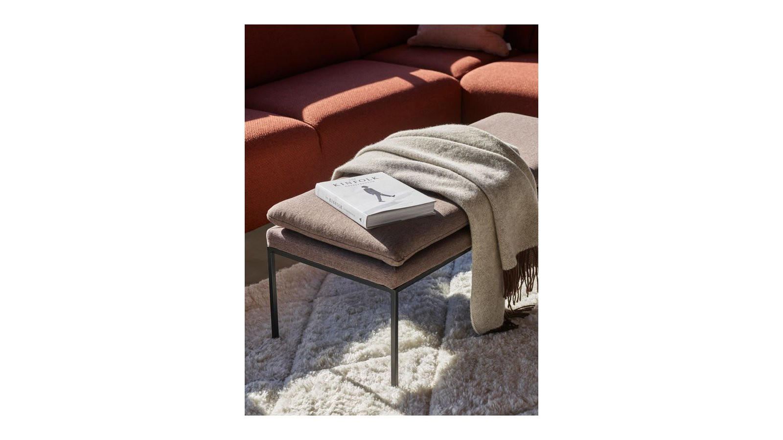 SITTBÄNK i metall, textil brun, svart  - brun/svart, Design, metall/textil (122/43/47cm)