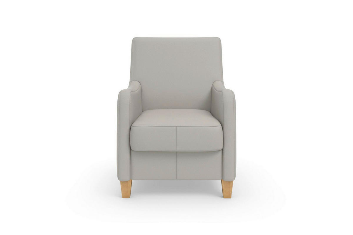 SESSEL in Echtleder Hellgrau  - Eichefarben/Hellgrau, Basics, Leder/Holz (70/93/75cm) - Sit & More
