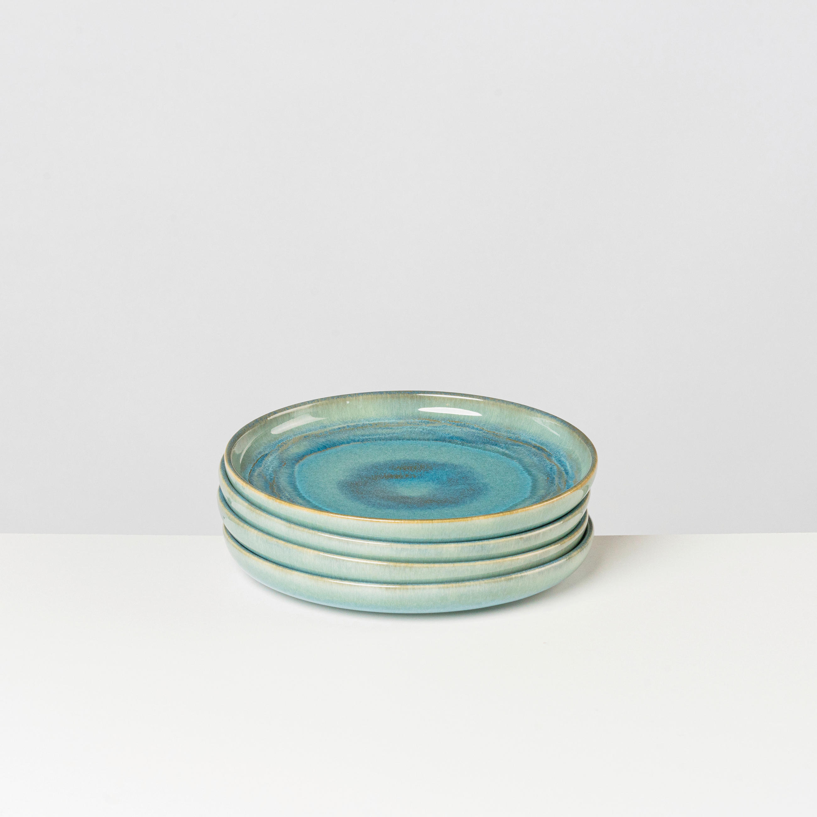 DESSERTTELLERSET Blau, Grün 4-teilig TIEFER SEE  - Blau/Grün, Basics, Keramik (22/2,6cm) - Gipfelstück