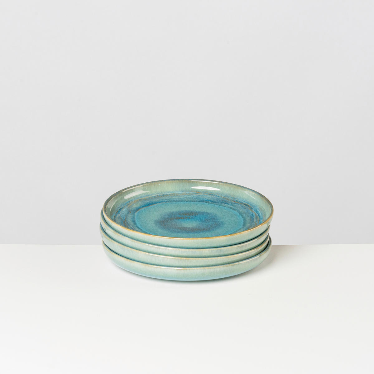 DESSERTTELLERSET Blau, Grün 4-teilig TIEFER SEE  - Blau/Grün, Basics, Keramik (22/2,6cm) - Gipfelstück