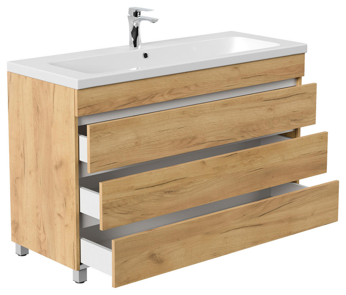 WASCHTISCHKOMBI 120 cm  - Eichefarben/Weiß, Basics, Holzwerkstoff/Stein (120cm) - MID.YOU