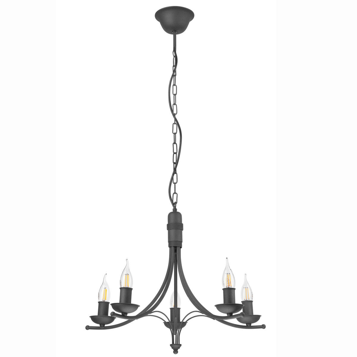 KRONLEUCHTER Lucy 58/100 cm   - Schwarz Hochglanz, KONVENTIONELL, Metall (58/100cm)