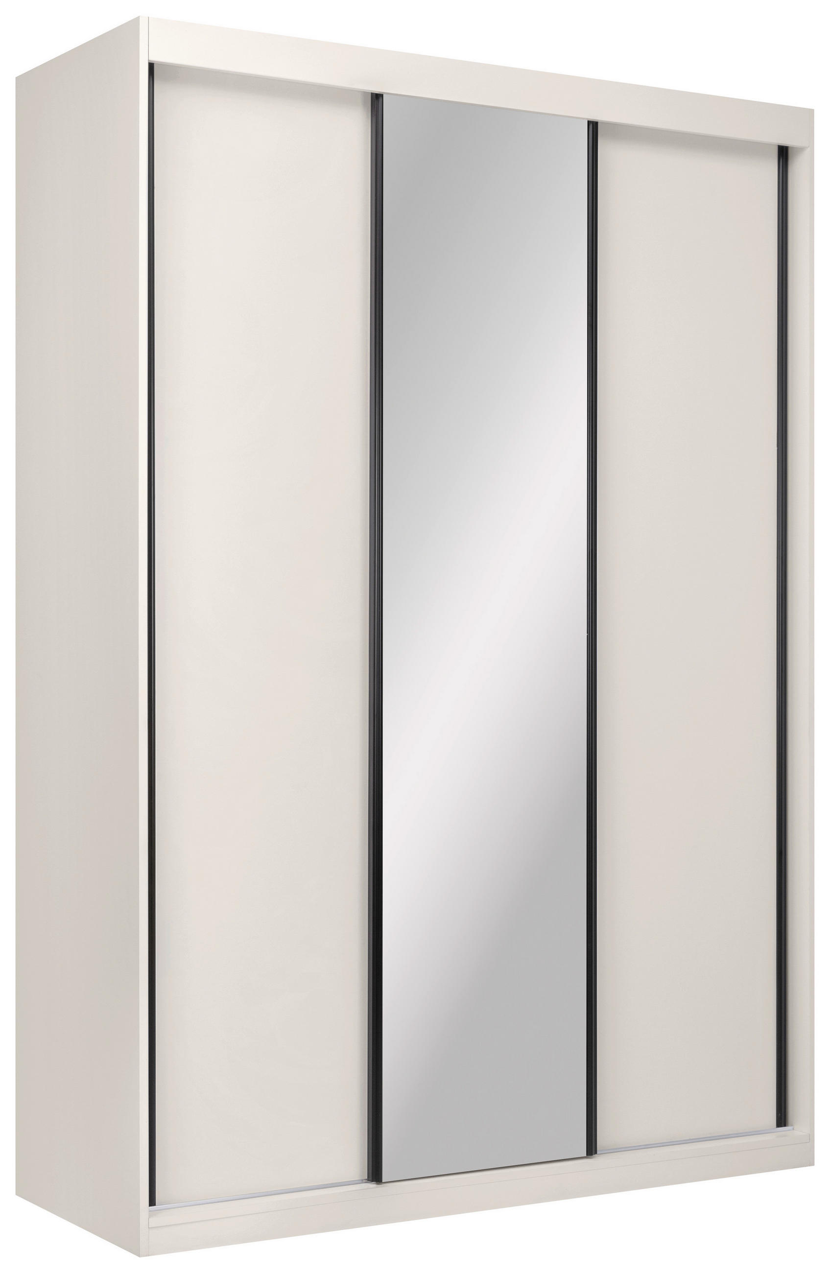 SCHIEBETÜRENSCHRANK 150/215/59,5 cm 3-türig  - Kaschmir/Schwarz, MODERN, Holzwerkstoff/Metall (150/215/59,5cm) - MID.YOU