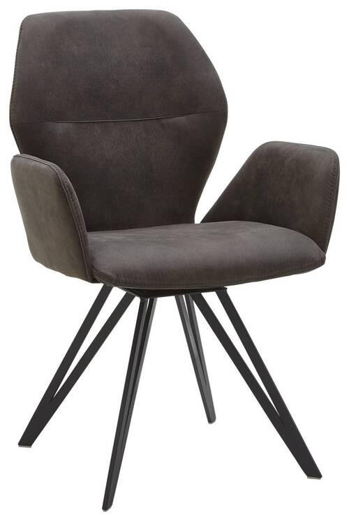 ARMLEHNSTUHL drehbar  in Eisen Webstoff, Mikrofaser  - Anthrazit/Schwarz, Design, Textil/Metall (62/91/59cm) - Valnatura