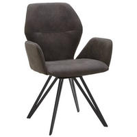 ARMLEHNSTUHL drehbar  in Eisen Webstoff, Mikrofaser  - Anthrazit/Schwarz, Design, Textil/Metall (62/91/59cm) - Valnatura