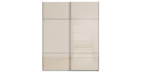 SCHWEBETÜRENSCHRANK  in Weiß, Champagner  - Chromfarben/Champagner, KONVENTIONELL, Glas/Holzwerkstoff (181/223/67cm) - Novel