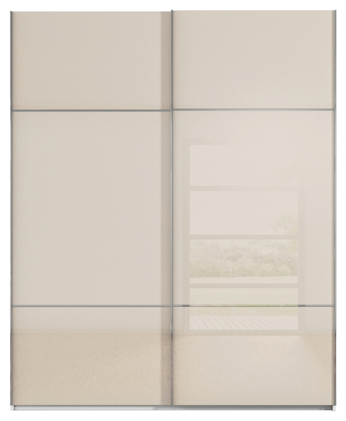 SCHWEBETÜRENSCHRANK in Weiss  - Chromfarben/Weiss, Konventionell, Glas/Holzwerkstoff (201/223/67cm) - Novel