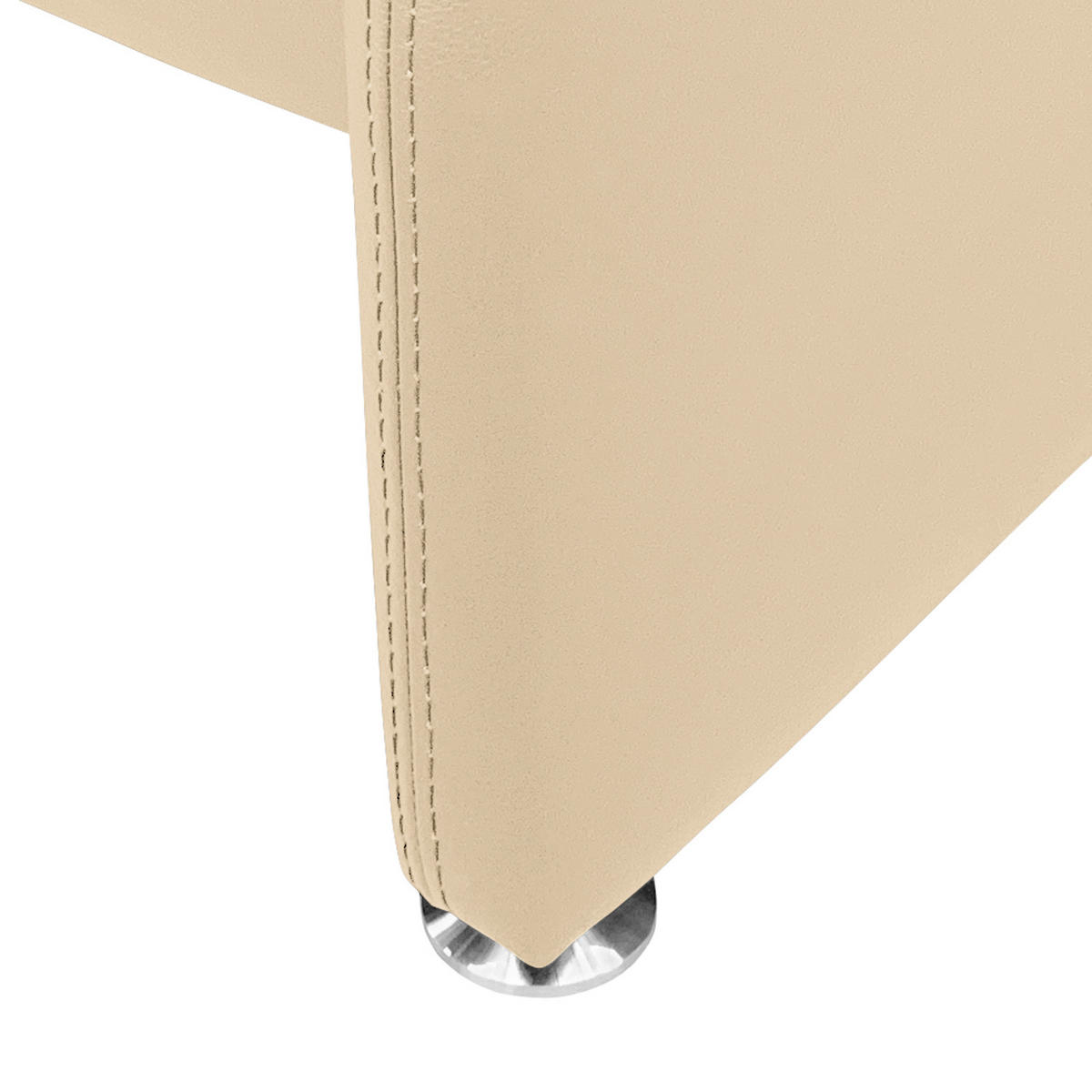 HOCKER Echtleder Beige  - Beige/Silberfarben, Design, Leder/Metall (62/42/60cm) - Livetastic