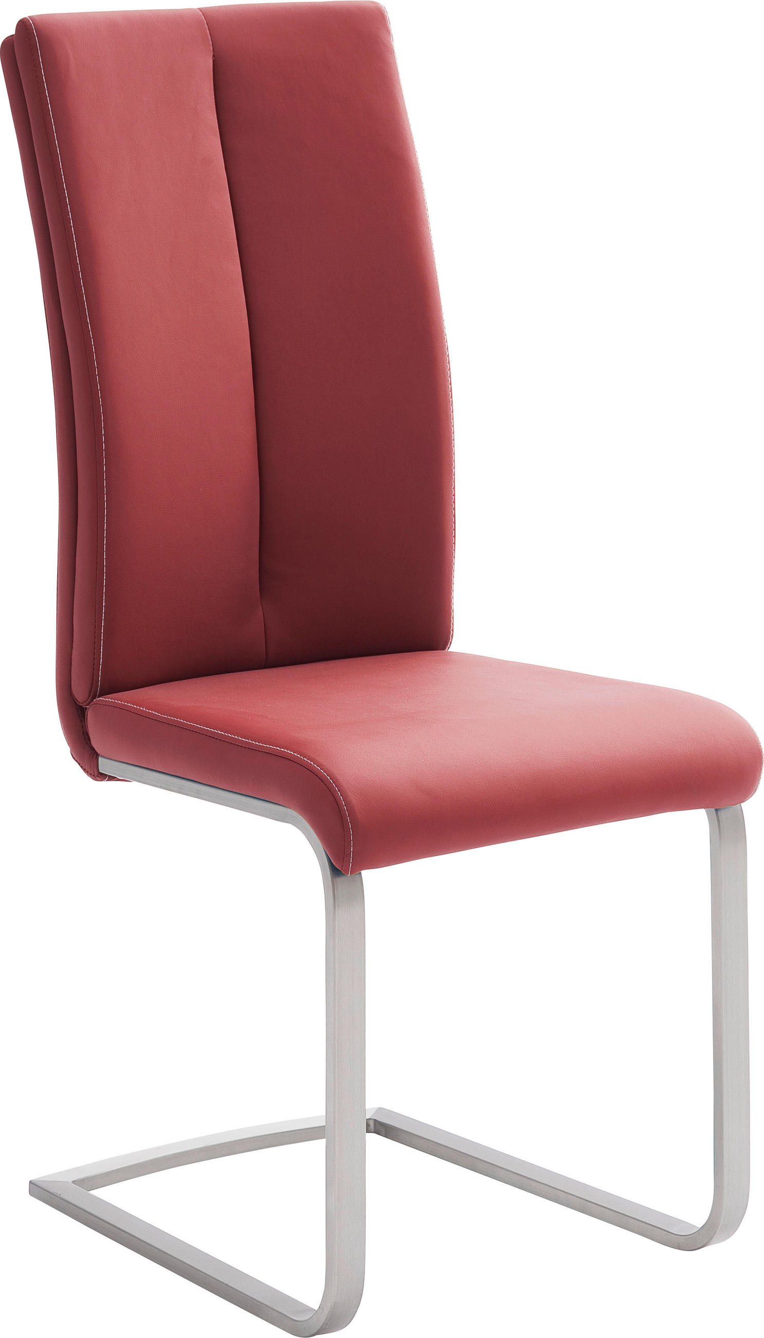 SCHWINGSTUHL  in Edelstahl Lederlook  - Edelstahlfarben/Bordeaux, Design, Textil/Metall (42/104/61cm) - MID.YOU