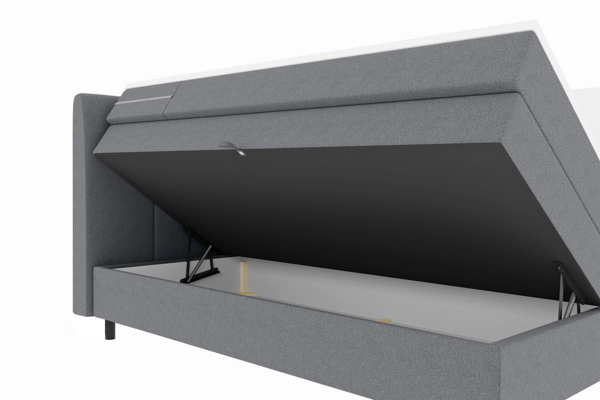 BOXSPRINGBETT 180/200 cm  in Grau  - Schwarz/Grau, KONVENTIONELL, Textil/Metall (180/200cm) - Boxxx