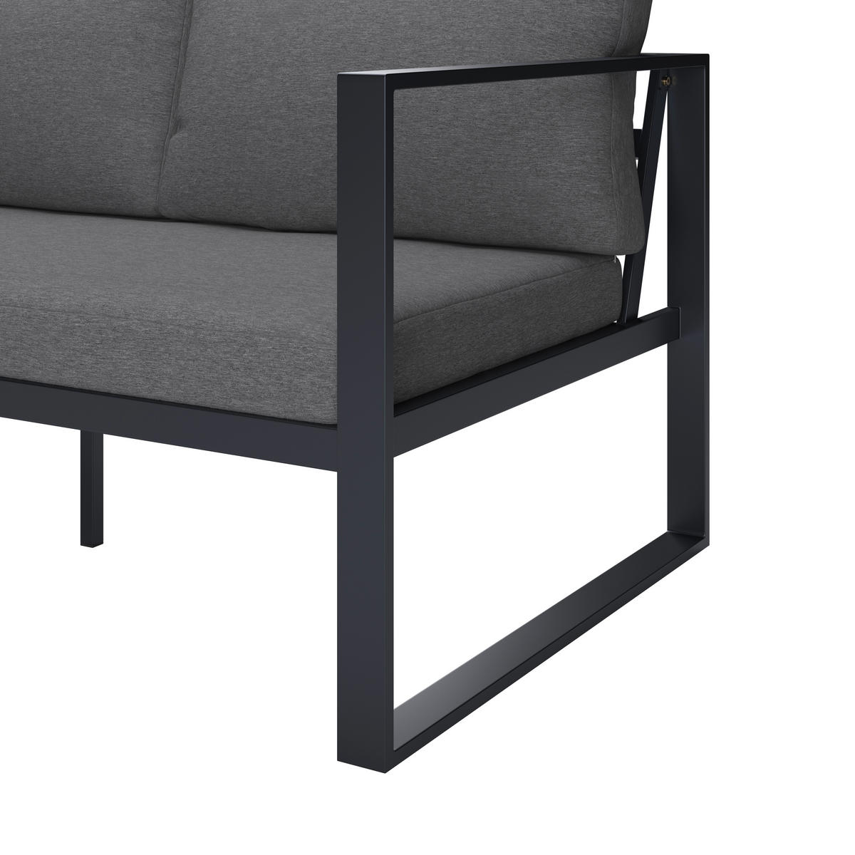 3-SITZER-SOFA Webstoff Anthrazit  - Anthrazit, MODERN, Textil/Metall (198/63/76cm) - Ambia Garden