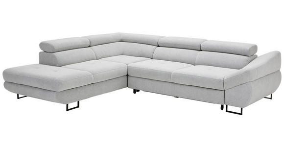 ECKSOFA Hellgrau Webstoff  - Hellgrau/Schwarz, Design, Textil/Metall (235/280cm) - Hom`in