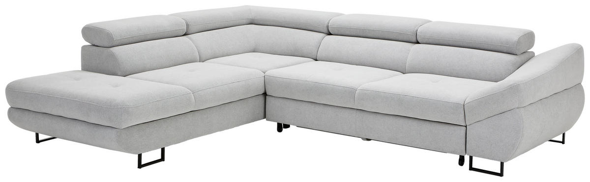 ECKSOFA in Webstoff Hellgrau  - Hellgrau/Schwarz, Design, Textil/Metall (235/280cm) - Hom`in