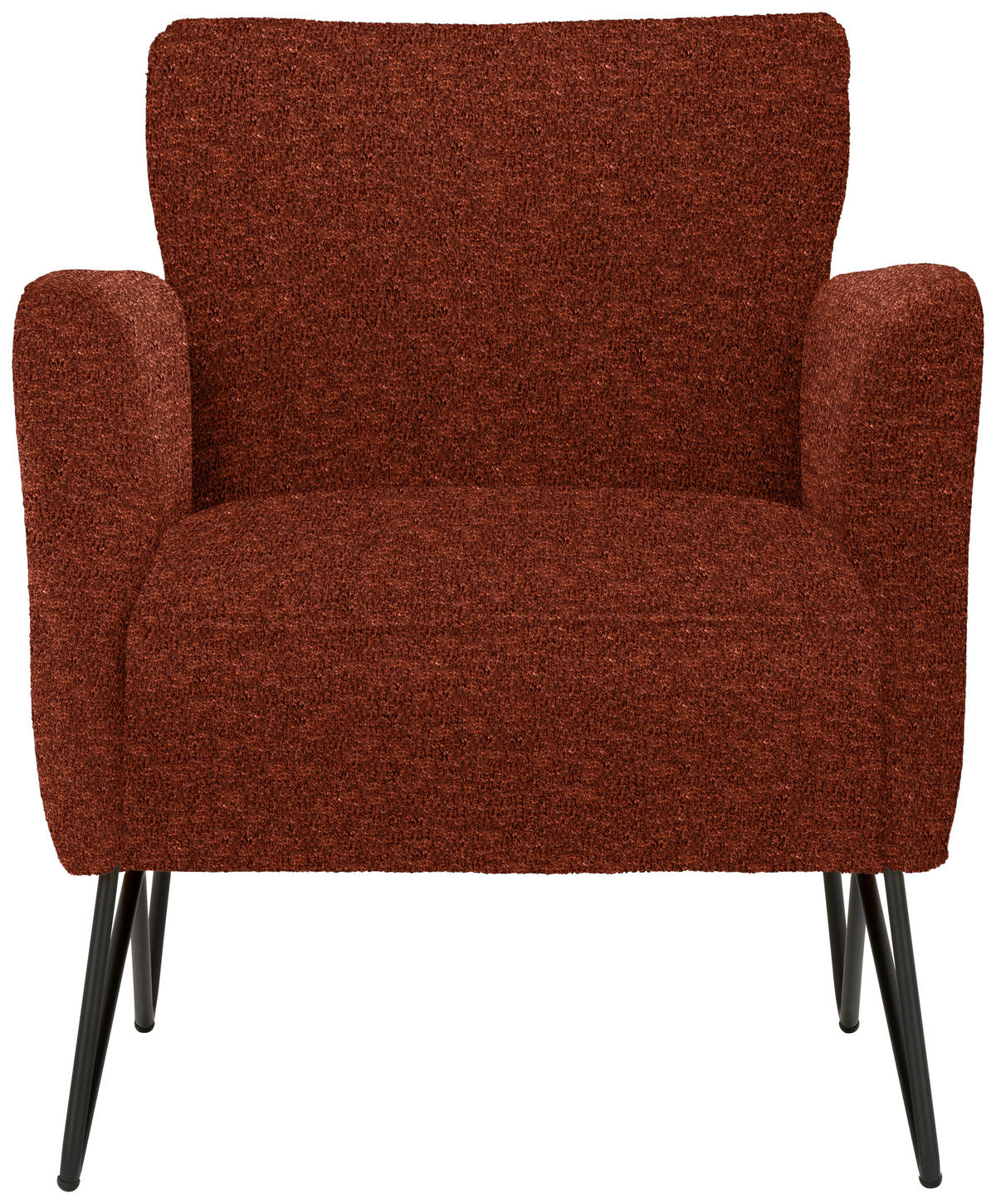 SESSEL in Chenille, Mikrofaser Rostfarben  - Rostfarben/Schwarz, Design, Textil/Metall (68/78/76cm) - Johann Jakob