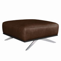 HOCKER in Leder Dunkelbraun  - Chromfarben/Dunkelbraun, Design, Leder/Metall (95/46/80cm) - Livetastic