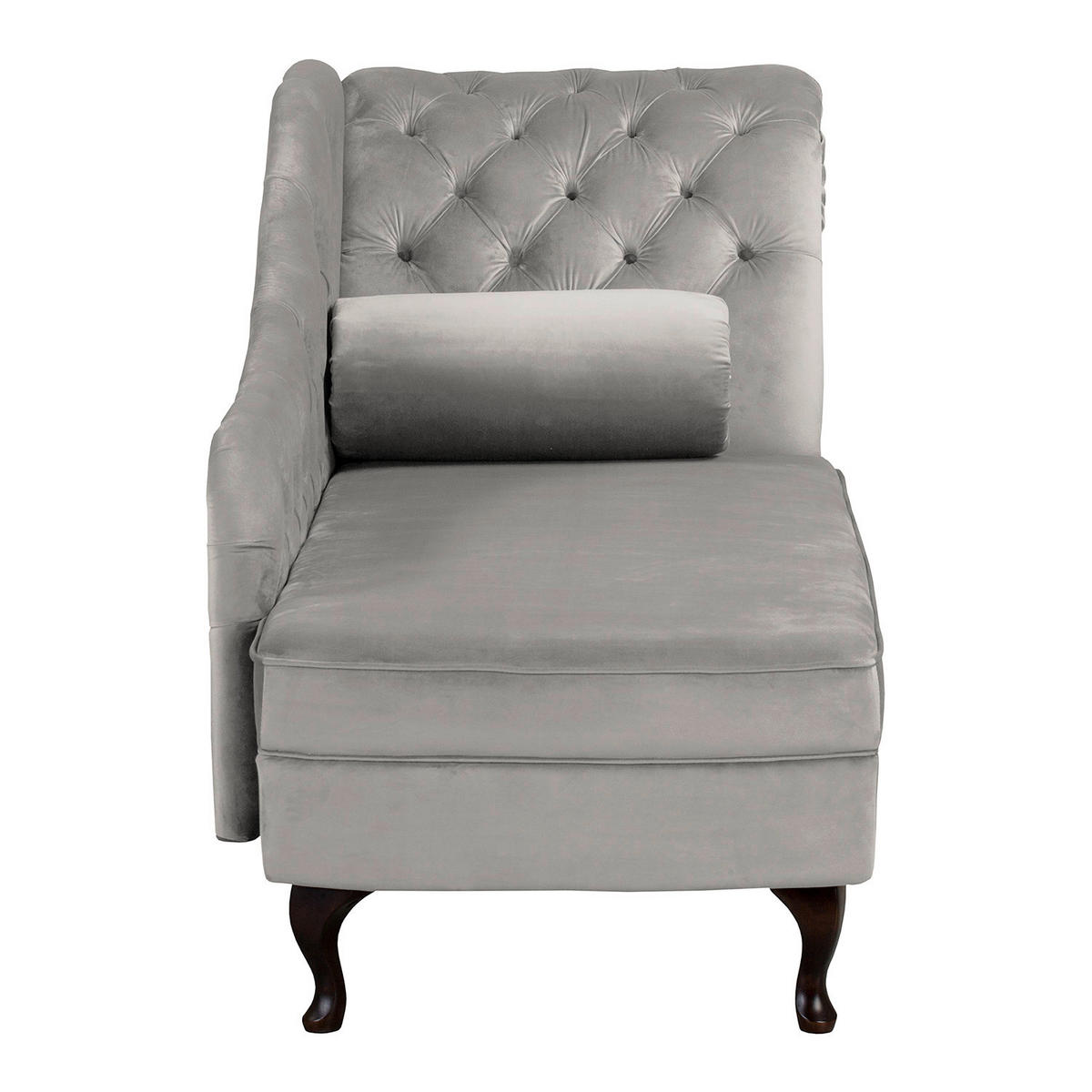 RÉCAMIERE Pako in Samt Grau  - Braun/Grau, Design, Holz/Textil (185/93/75cm) - Livetastic