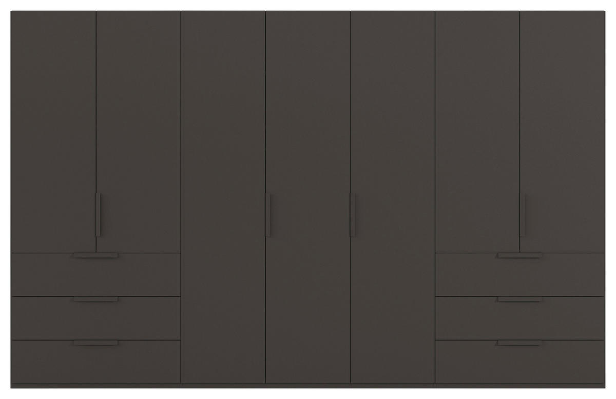 DREHTÜRENSCHRANK 350/223/61 cm,  in Graphitfarben, 7-türig  - Graphitfarben, Basics, Holzwerkstoff/Metall (350/223/61cm) - Novel